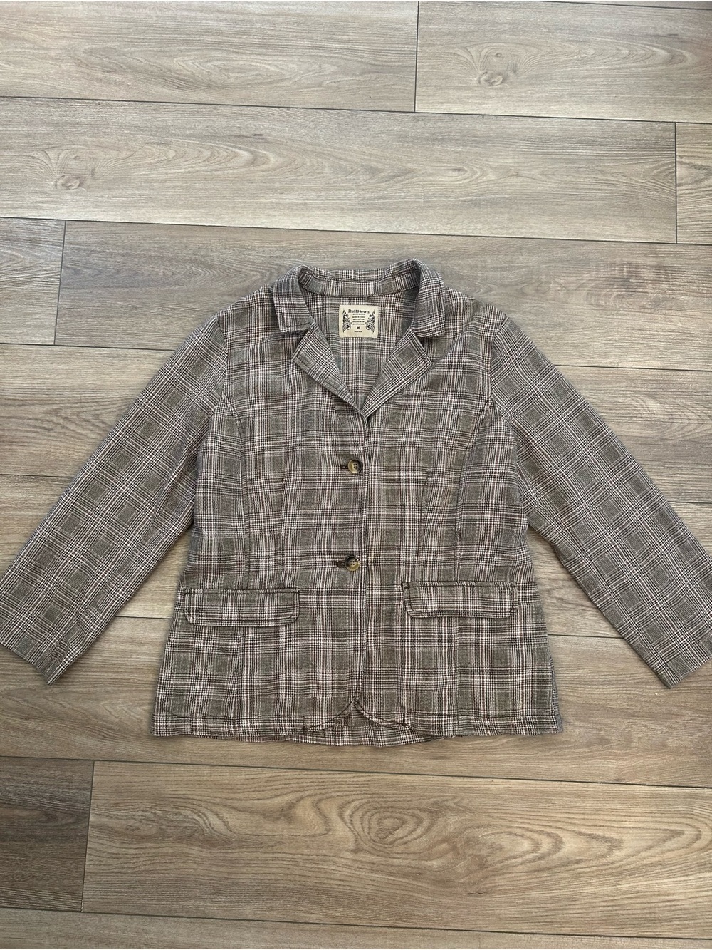 Vintage Ruff Hewn Well Worn M Plaid Cotton Blazer Elbow Patches